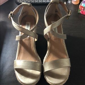 Steve Madden Shimmery Nude Espadrille Heels